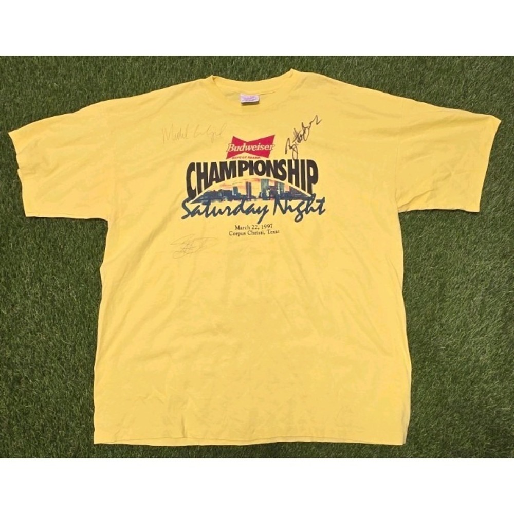 Vtg 90s Budweiser Boxing Shirt XXL 1997 Corpus Christi SIGNED Butterbean Grant
